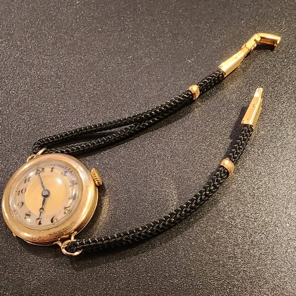 Solid 10K GOLD AWC Co Folding Case Trench Watch Inscribed  Working Swiss I won this at auction, not sure what it is or what its worth  main image 2